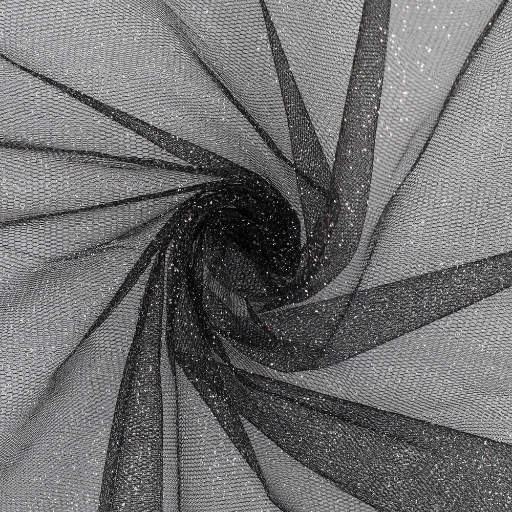 Tulle con glitter nero 1,5 x 1 m – Aura, 1 pz