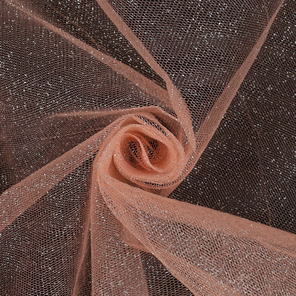 Tulle con glitter pesca 1,5 x 1 m Aura