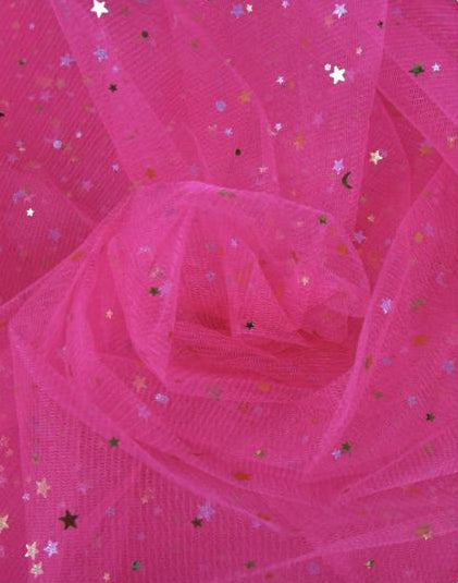 Tulle con stelline fucsia 1,5 x 1 m Aura