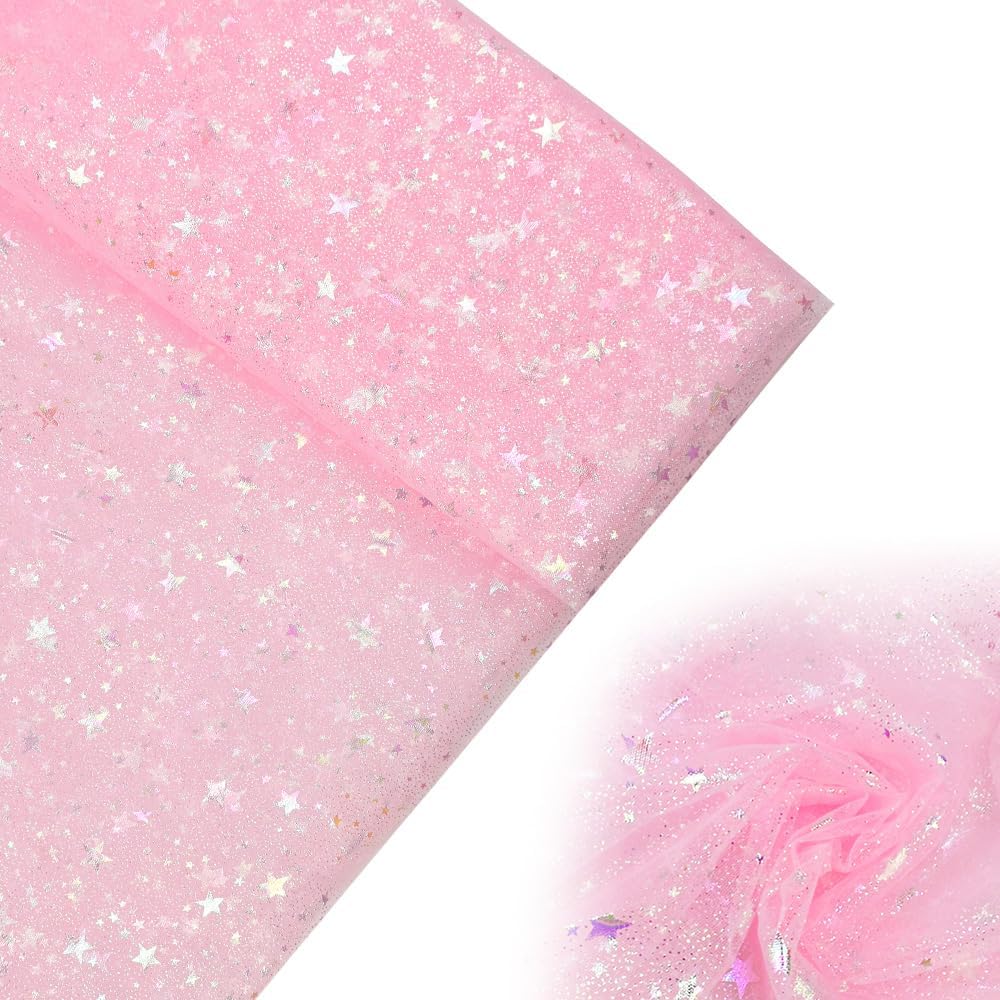 tulle con stelline rosa