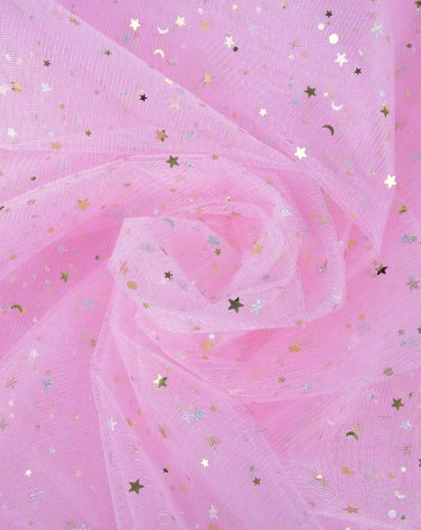 Tulle con stelline rosa 1,5 x 1 m Aura