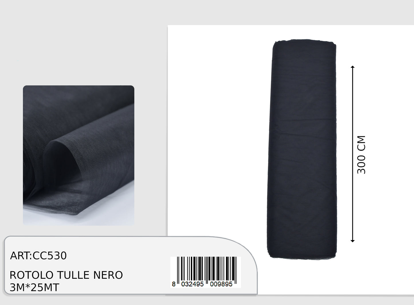 magic tulle nero 3x25mt  (prezzo al metro)