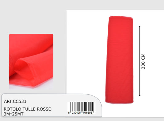 magic tulle rosso 3x25mt  (prezzo al metro)