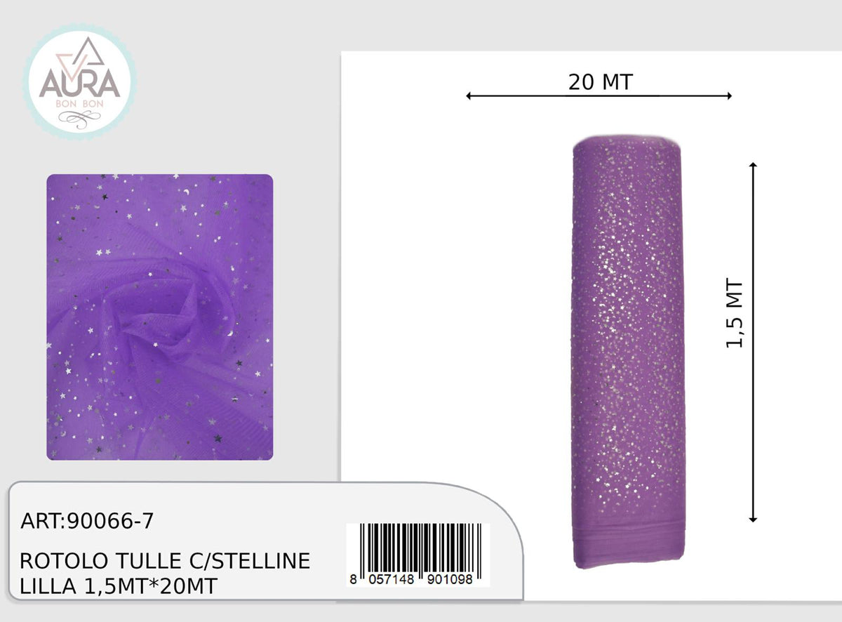 Tulle con stelline lavanda 1,5 x 1 m Aura – dettaglio 2