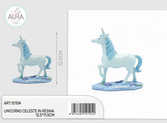12.5x11.5cm light blue resin unicorn