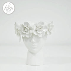 White floral vase 19.3x19.3x19.8cm