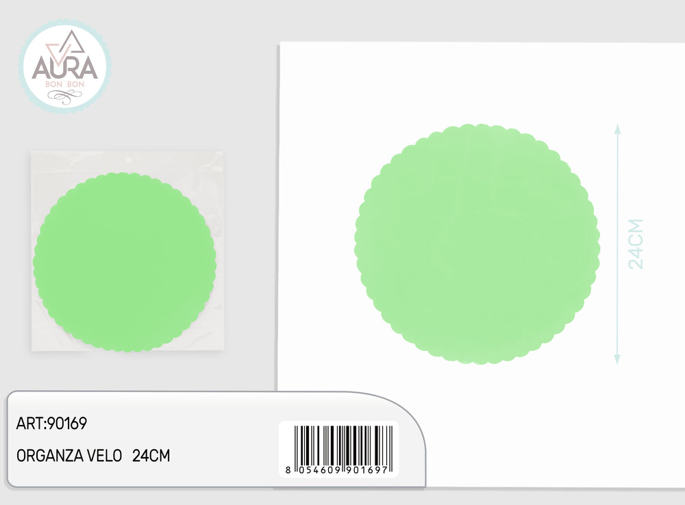 Organza veil 24cm green 50pcs