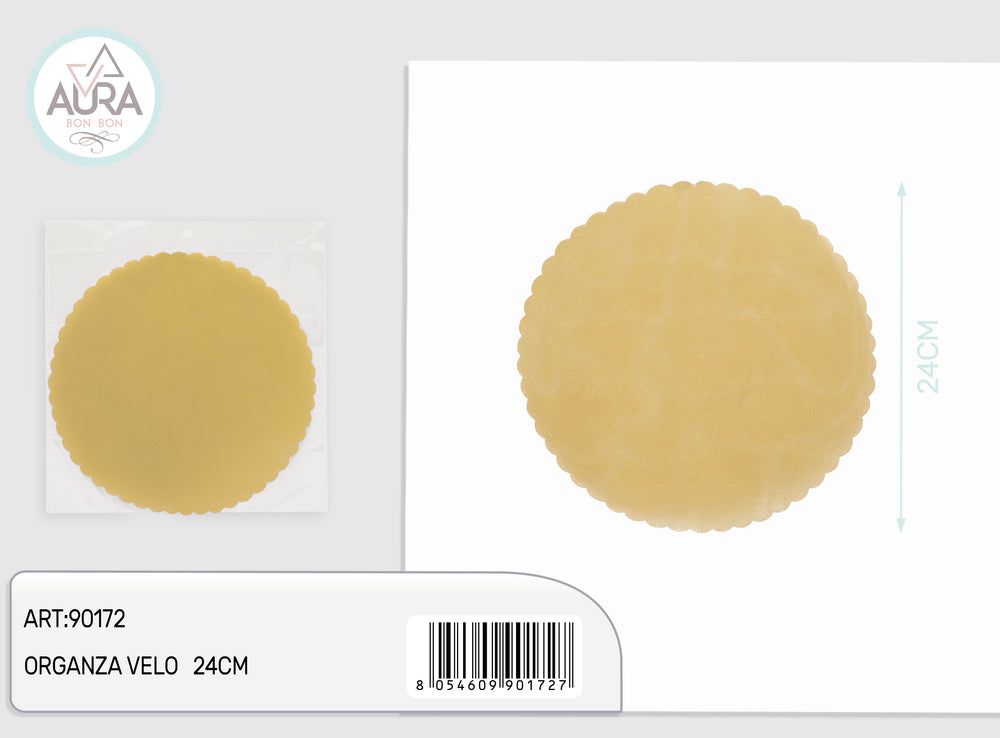 50pcs 24cm gold organza veil