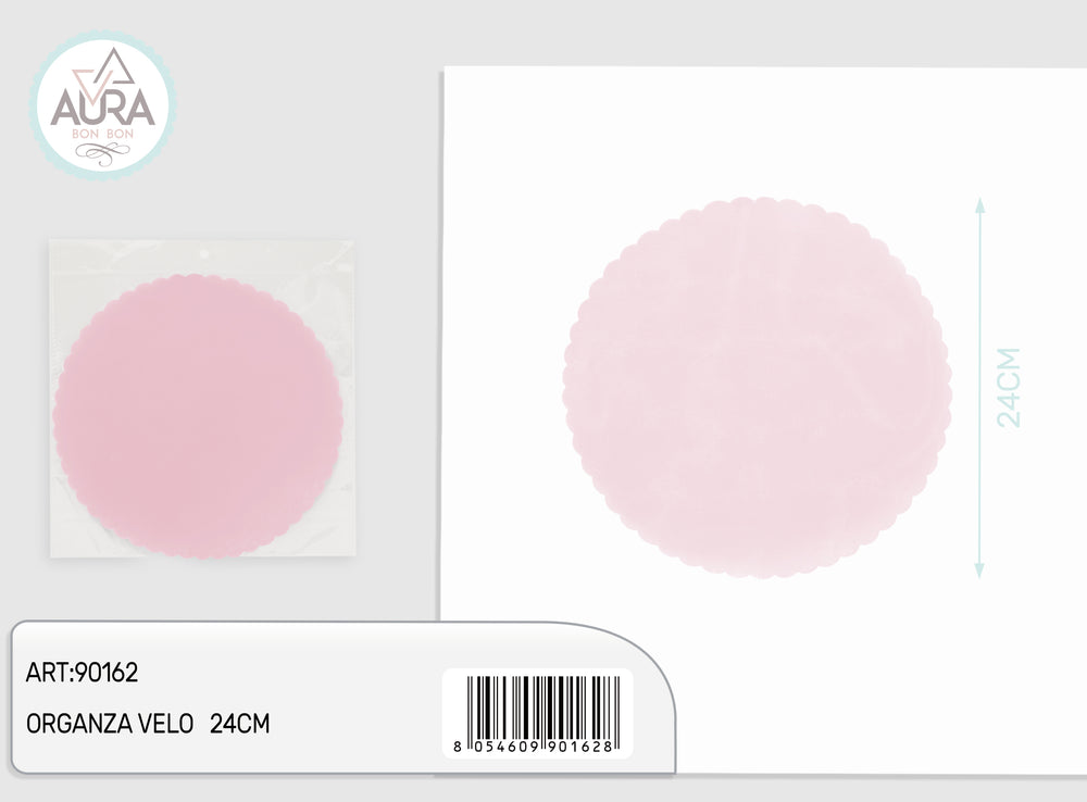 Organza veil 50pcs 24cm pink