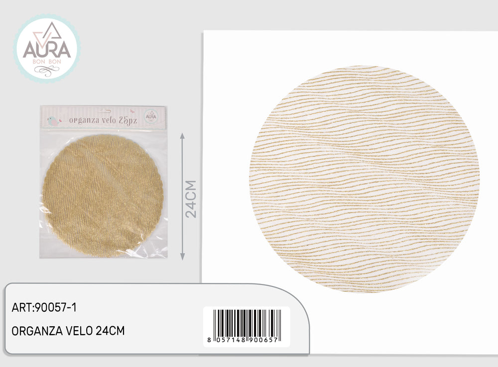 25-piece ivory and gold organza veil