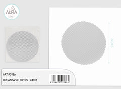 Polka dot organza veil 24cm 25pcs silver