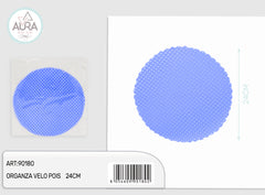 Polka dot organza veil 24cm 25pcs blue