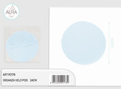 Polka dot organza veil 24cm 25pcs light blue