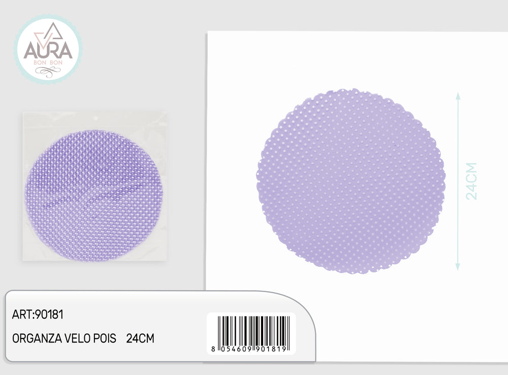 Organza veil polka dots 24cm 25pcs lilac