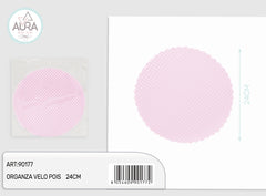 Organza veil polka dots 24cm 25pcs pink