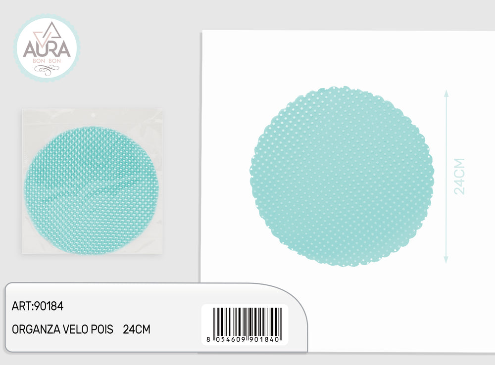Organza veil polka dots 24cm 25pcs tiffany