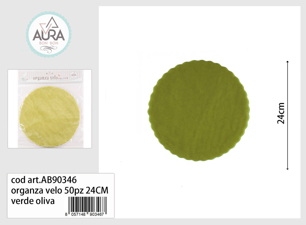 50pcs 24cm olive green organza veil