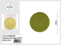 Velo in organza 50pz 24cm verde oliva