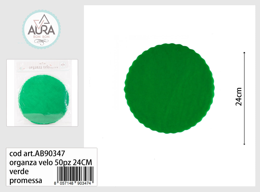 50pcs 24cm dark green organza veil