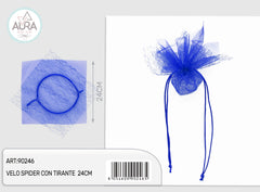 Spiderweb veil with 24cm blue drawstring