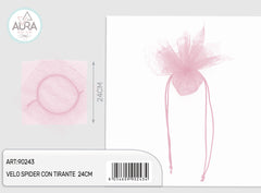 24cm pink spiderweb veil with drawstring