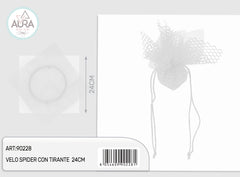 24cm white net veil with drawstring