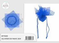 24cm blue net veil with drawstring
