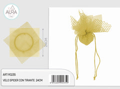 24cm yellow net veil with drawstring