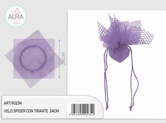 24cm lilac mesh veil with drawstring