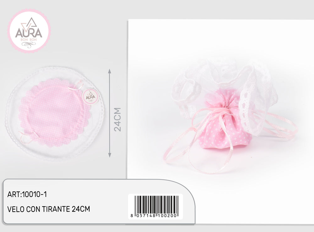 pink polka dot veil with tie