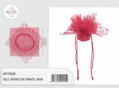 Spider veil with 24cm fuchsia drawstring
