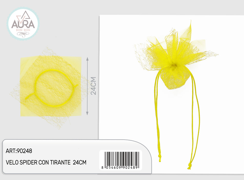 spider veil with 24cm yellow drawstring