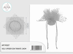Spider veil with 24cm grey drawstring