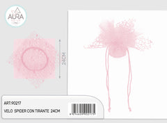 Spider veil with 24cm pink drawstring