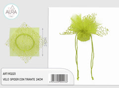 Spider veil with 24cm light green drawstring