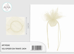 spider veil with 24cm cream tie rod