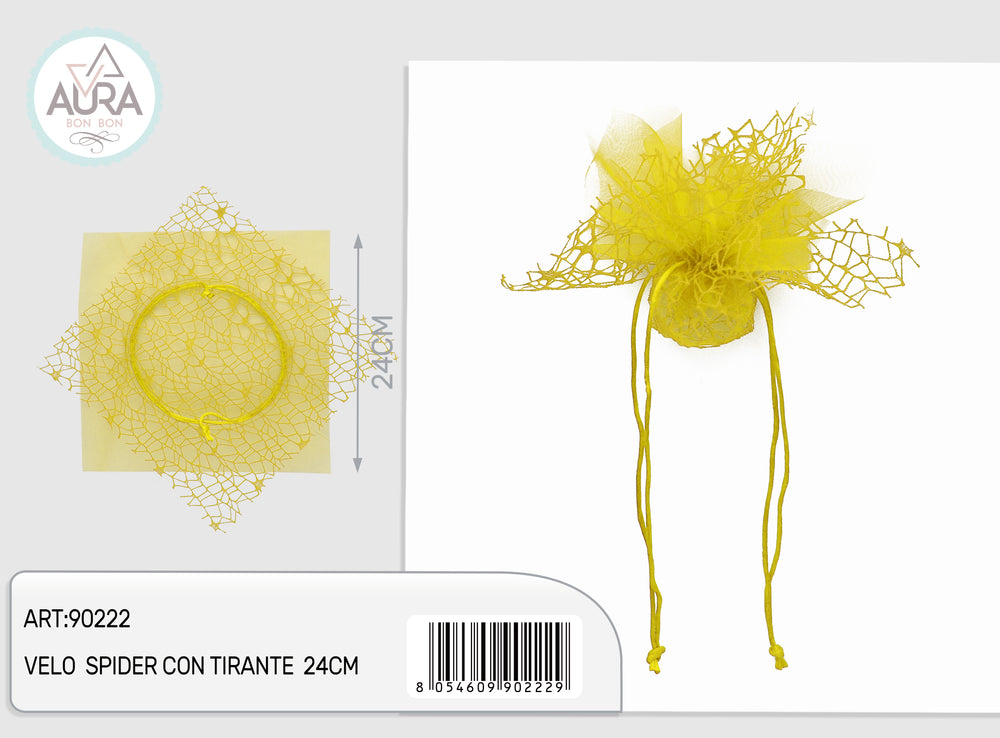 Spider veil with 24cm yellow drawstring