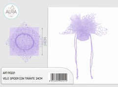Spider veil with 24cm purple drawstring