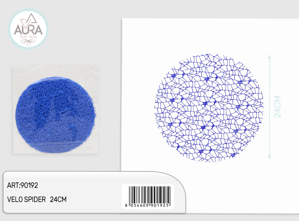 Round spider veil 24cm 25pcs blue
