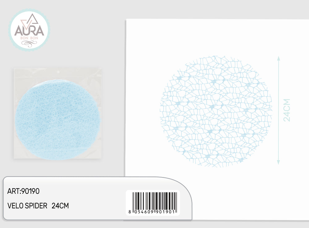 Round spider veil 24cm 25pcs light blue