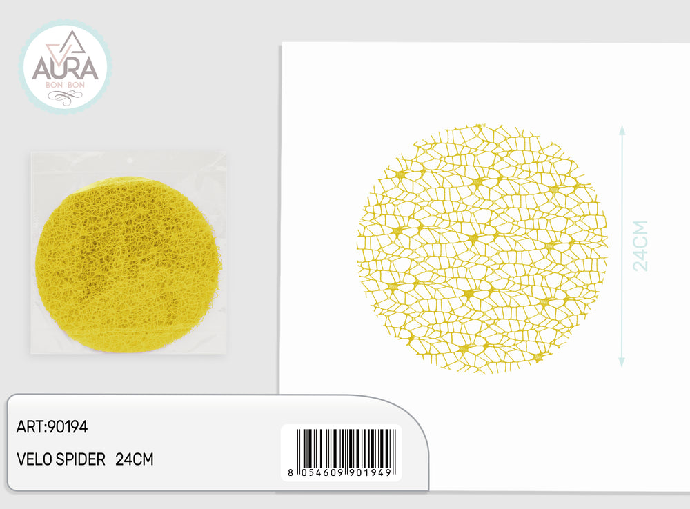 Round spider veil 24cm 25pcs yellow