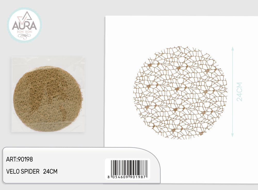 Round spider veil 24cm 25pcs brown