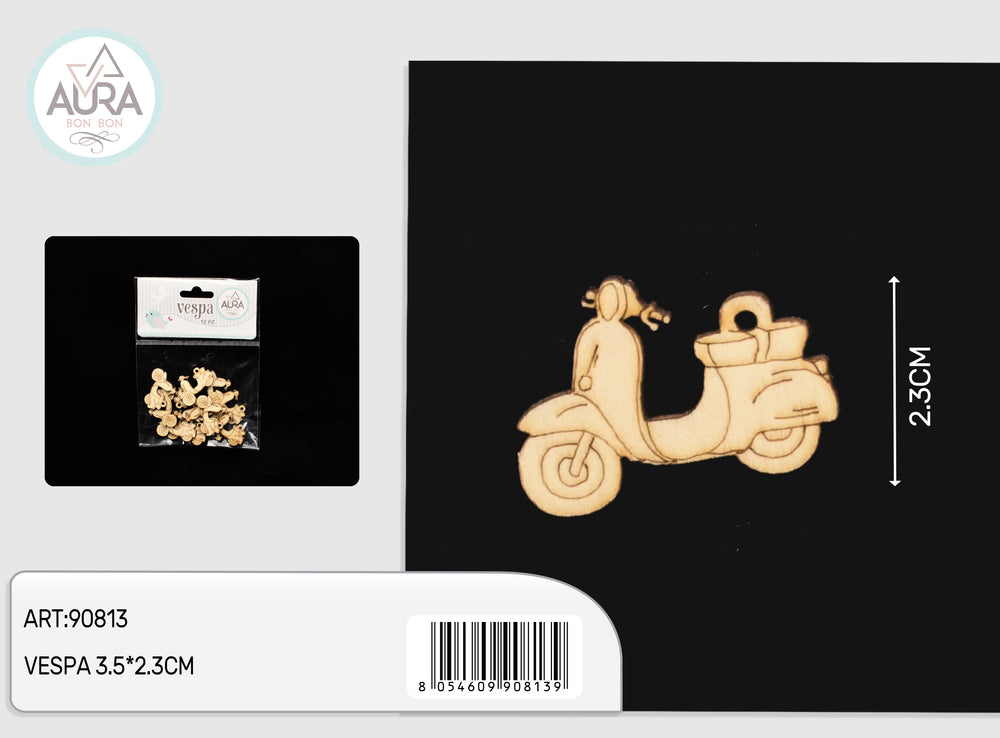 vespa  decorazione in legno 12pz