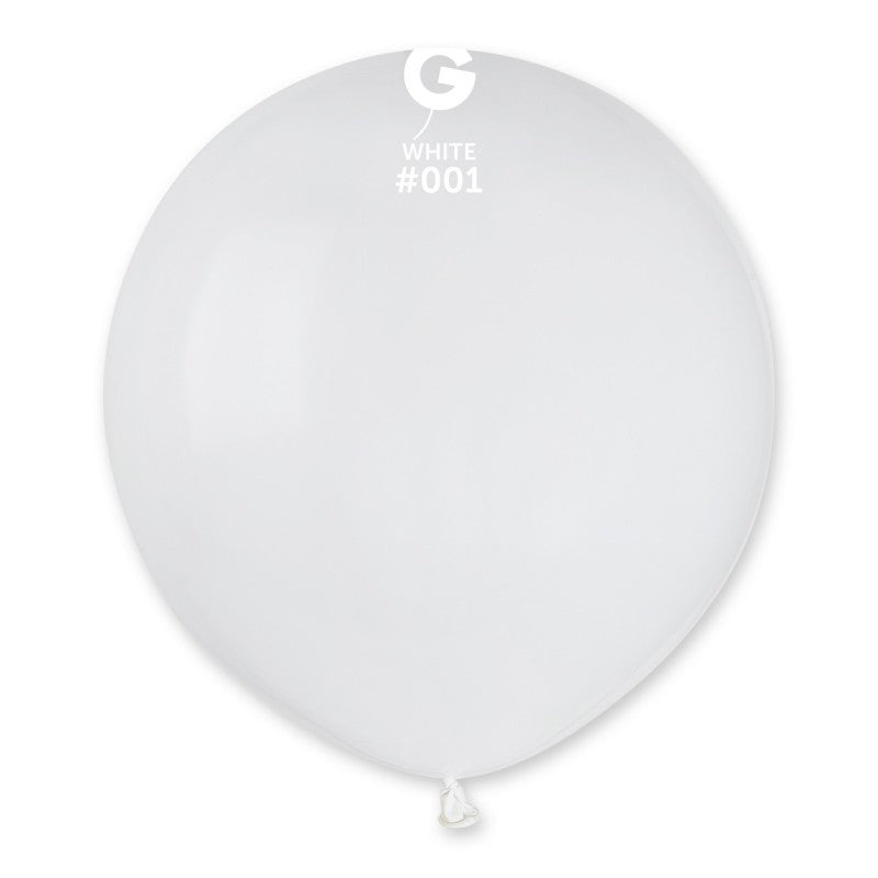 19 inch white pastel latex balloons, 25 pcs